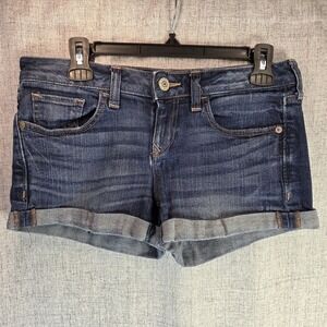 Express Jeans Y2K Denim Short Shorts Cuffed Distressed Size 0 Beach Festival